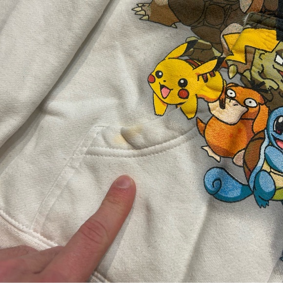 Rare Vintage Pokemon Full Zip Hoodie 2008 Anime Kanto Sz Small White Pikachu - Picture 4 of 8